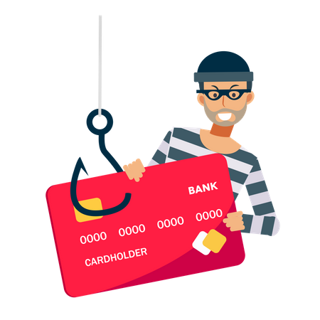 Un pirate informatique vole une carte de crédit  Illustration