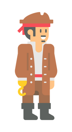 Pirate with golden hand hook  Illustration