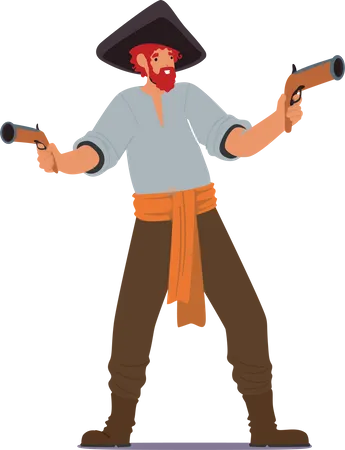 Pirate with Guns Illustration