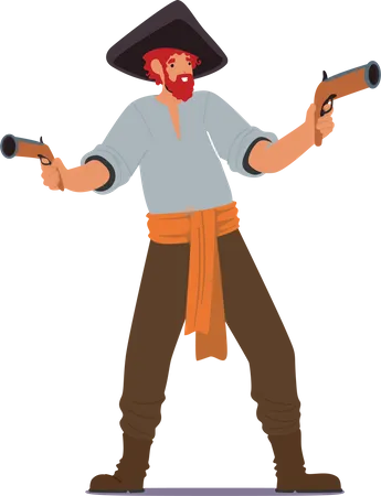 Pirate with Guns  Illustration