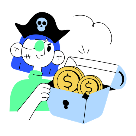 Pirate with treasure  イラスト