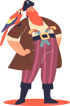 Premium Vector  Old pirate man with a hooked hand. cartoon