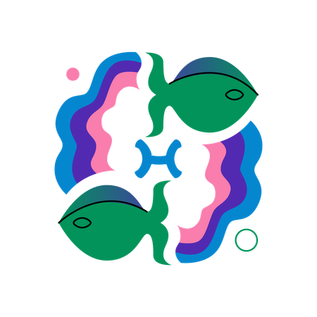 Pisces Zodiac Sign  Illustration