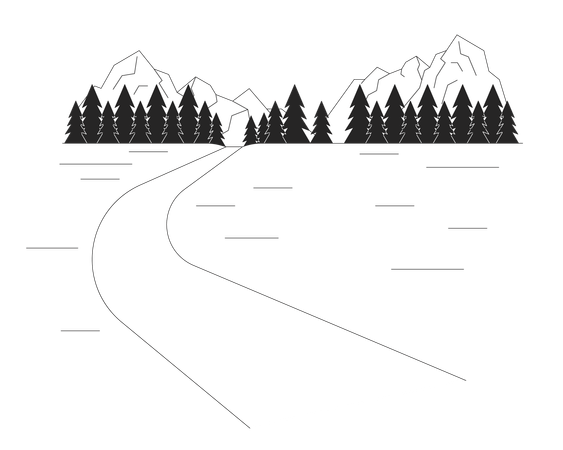 Pista de esquí de montaña  Ilustración