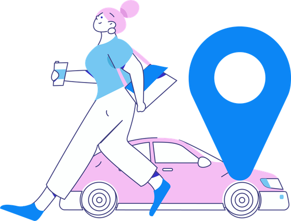 Suivre un taxi  Illustration