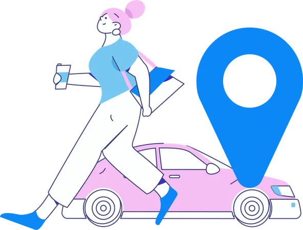 Suivre un taxi  Illustration