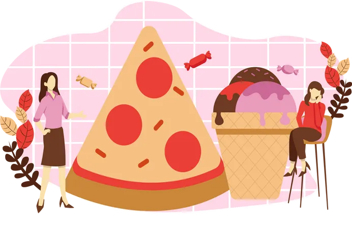 Pizza avec glace  Illustration