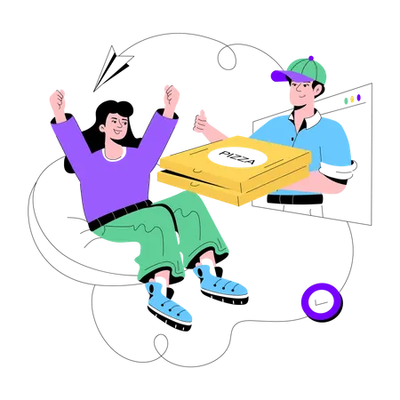 A Flat Illustration Of Pizza Delivery Illustration