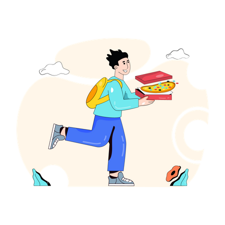 Pizza delivery agent delivering pizza  Illustration