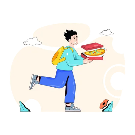 Pizza delivery agent delivering pizza  Illustration