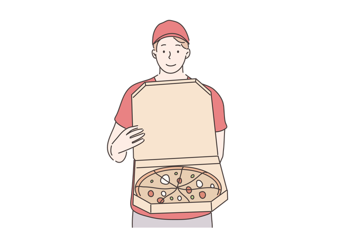 Pizza delivery boy  イラスト