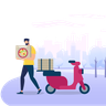 pizza delivery boy illustration