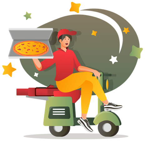 Pizza delivery Boy Illustration