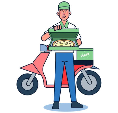 Pizza delivery boy  イラスト
