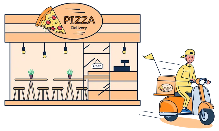 Pizza delivery boy  Illustration