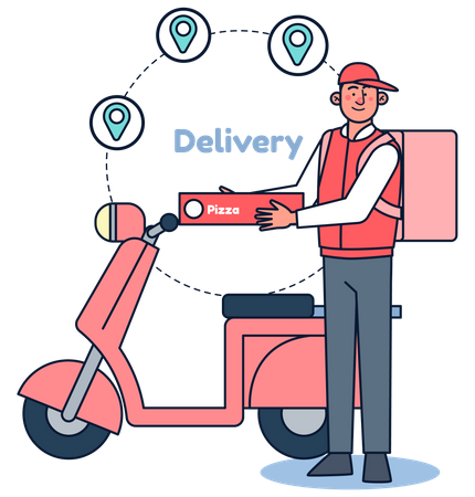 Pizza Delivery Boy  Illustration