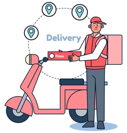 Pizza Delivery Boy  Illustration