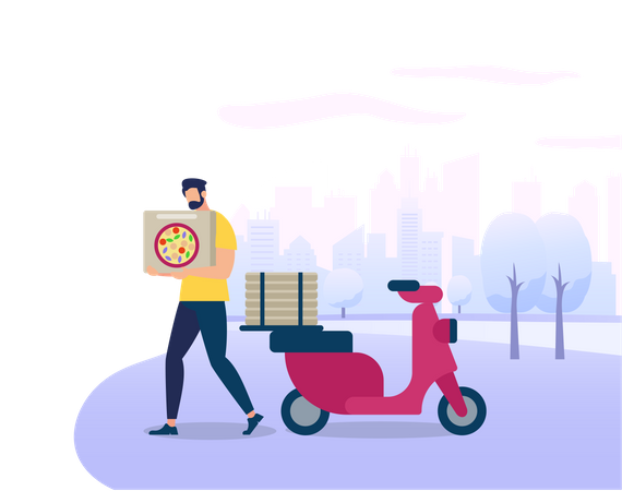 Pizza delivery boy  Illustration