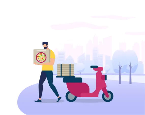 Pizza delivery boy  Illustration