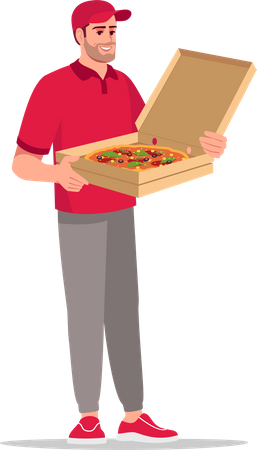 Pizza delivery by pizzaboy  Illustration