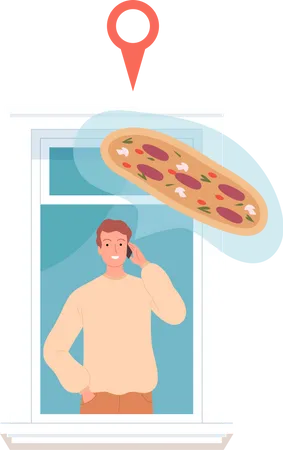 Pizza Delivery Call  Illustration