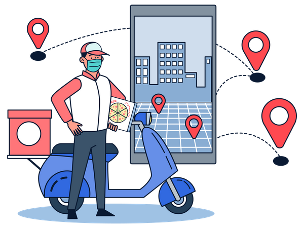 Pizza Delivery Location  Illustration