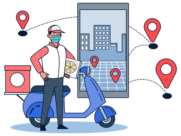 Pizza Delivery Location  Illustration