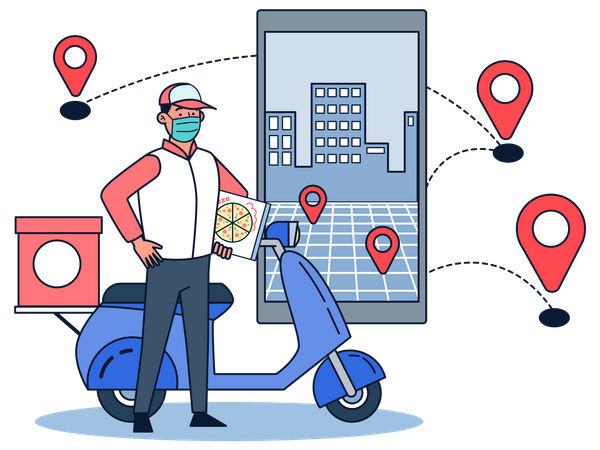 Pizza Delivery Location  Illustration