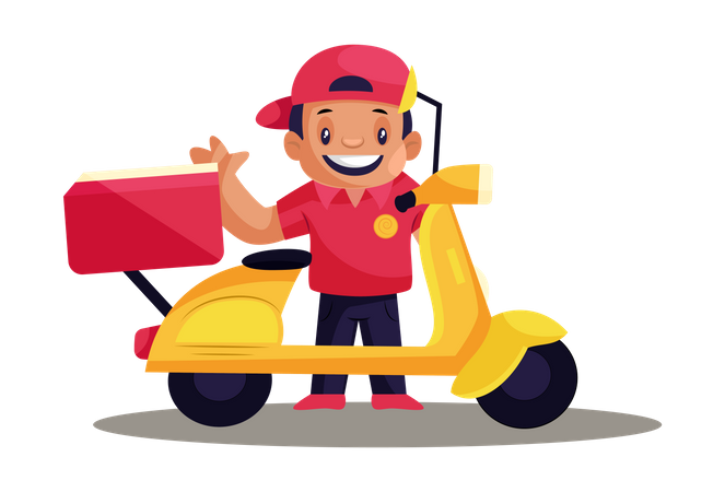 Pizza Delivery Man Illustration