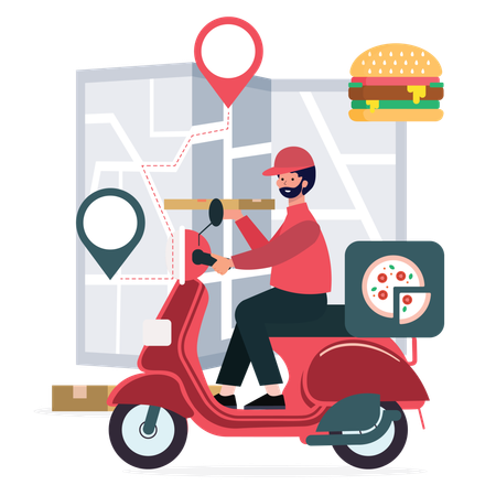 Pizza delivery man delivered pizza  Illustration