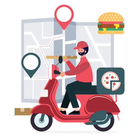 Pizza delivery man delivered pizza  Illustration