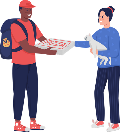 Pizza Delivery man delivering pizza  Illustration