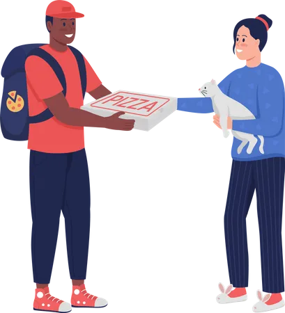 Pizza Delivery man delivering pizza  Illustration