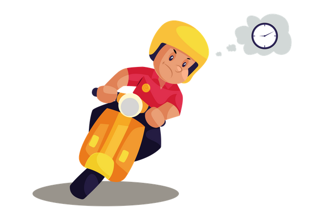 Pizza Delivery Man getting late for delivery  イラスト