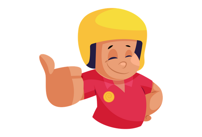 Pizza Delivery Man with Thumb up sign after delivering pizza  Illustration