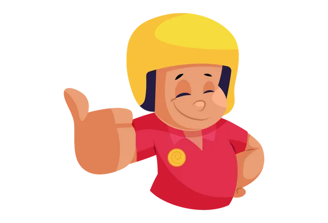 Pizza Delivery Man with Thumb up sign after delivering pizza  Illustration