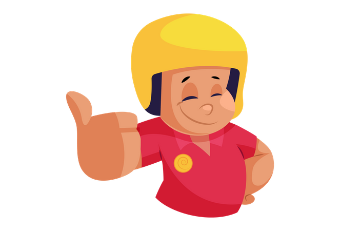 Pizza Delivery Man with Thumb up sign after delivering pizza Illustration