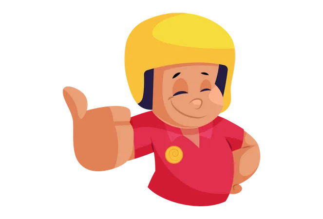 Pizza Delivery Man with Thumb up sign after delivering pizza Illustration