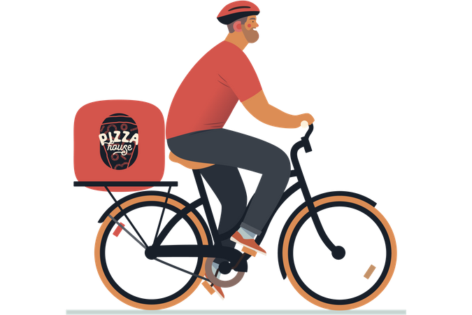 Pizza Delivery on cycle Illustration