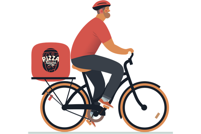 Pizza Delivery on cycle  Illustration