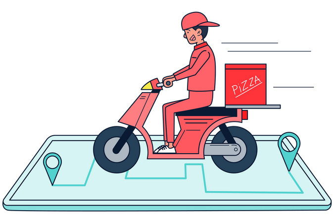 Pizza delivery tracking Illustration