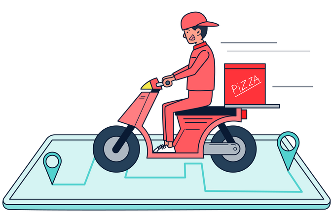 Pizza delivery tracking  Illustration