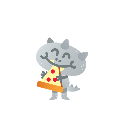 Pizza fressendes Katzenmonster  Illustration