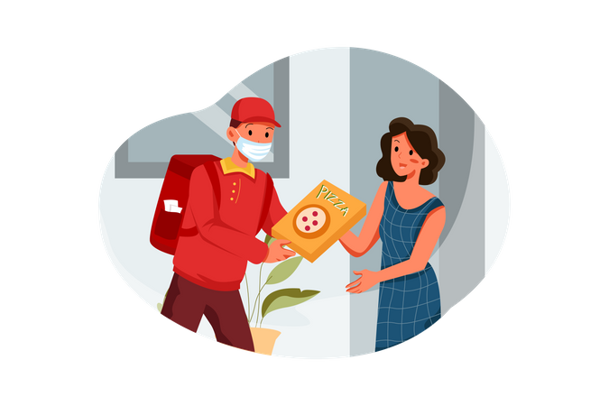Pizza Home Delivery Illustration