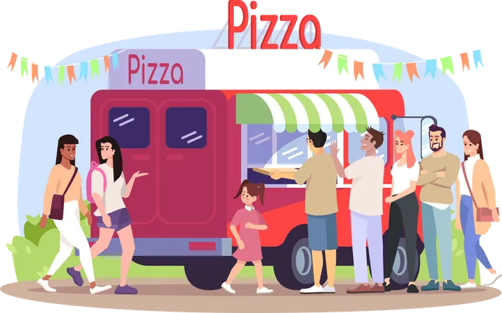 Pizza-Imbisswagen  Illustration