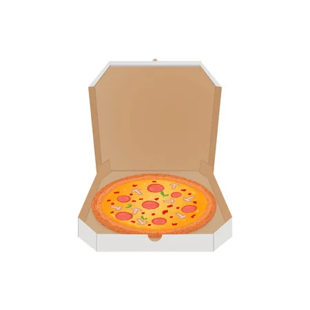 Pizza in der Box-Vektorillustration auf weißem Hintergrund  Illustration