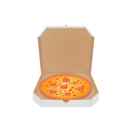 Pizza in the box vector illustration on white background Illustration