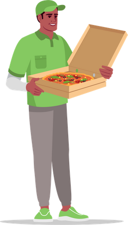 Pizzalieferung durch Pizzaboy  Illustration