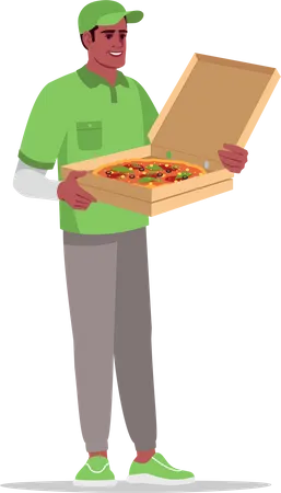 Pizzalieferung durch Pizzaboy  Illustration