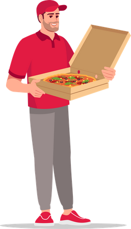 Pizzalieferung durch Pizzaboy  Illustration